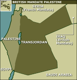 Map of the Mandate for Palestine- includes "Palestine" and "Trans-Jordan". Photo: BBC.co.uk